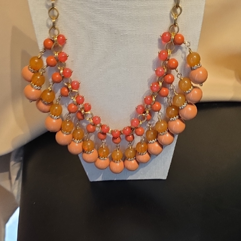 J. Crew Pink and Orange Statement Necklace